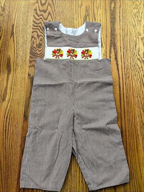 Be Mine Gingham Turkey Romper Size 12M Like New